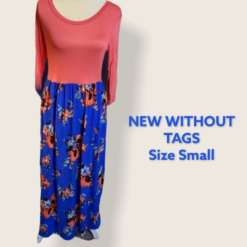 NWOT Myesper SM Floral Contrast POCKET Maxi Dress
